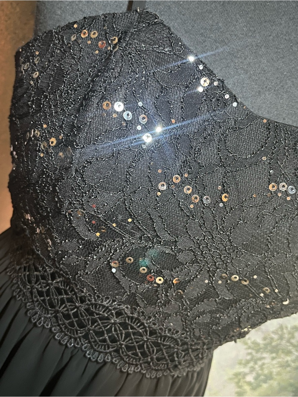 BCX Black Lace and Sequin Evening Dress